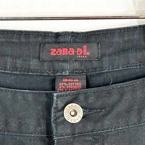 Zana Di Plus Size 30 Jeans Black Wide Leg Flare High Rise Short Inseam Denim 406 - Picture 9 of 11